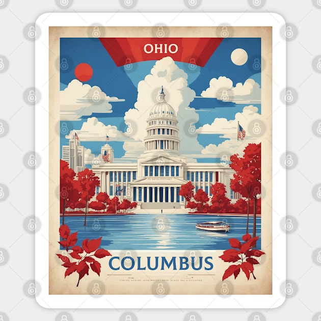 Columbus Ohio United States of America Tourism Vintage Poster Sticker by TravelersGems